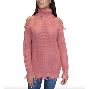 ALMOST FAMOUS‎ Gray Cold Shoulder Turtleneck Sweater Juniors Size M